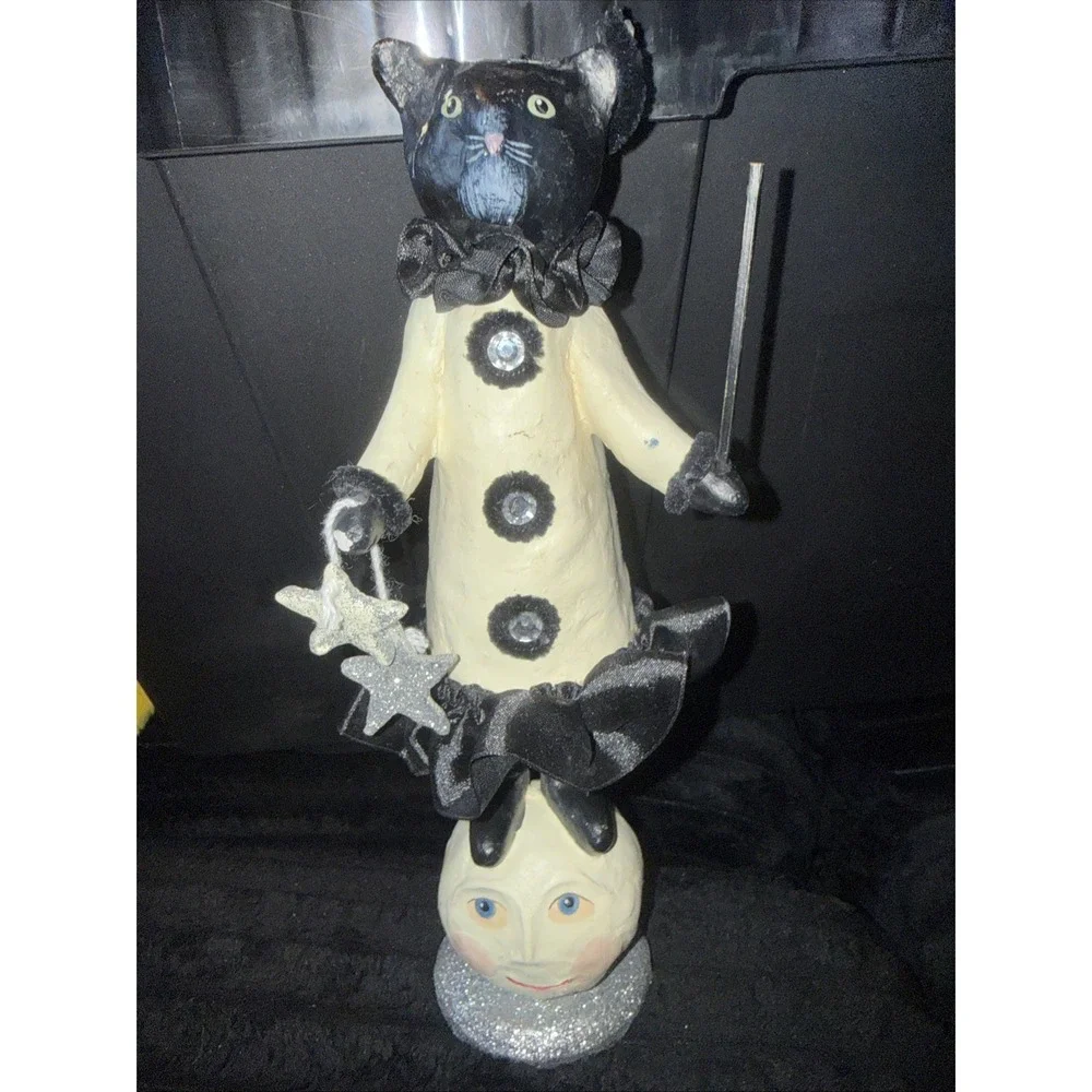 Halloween Cat W Dangling Stars Moon Face By Heather Myers Harvey 11